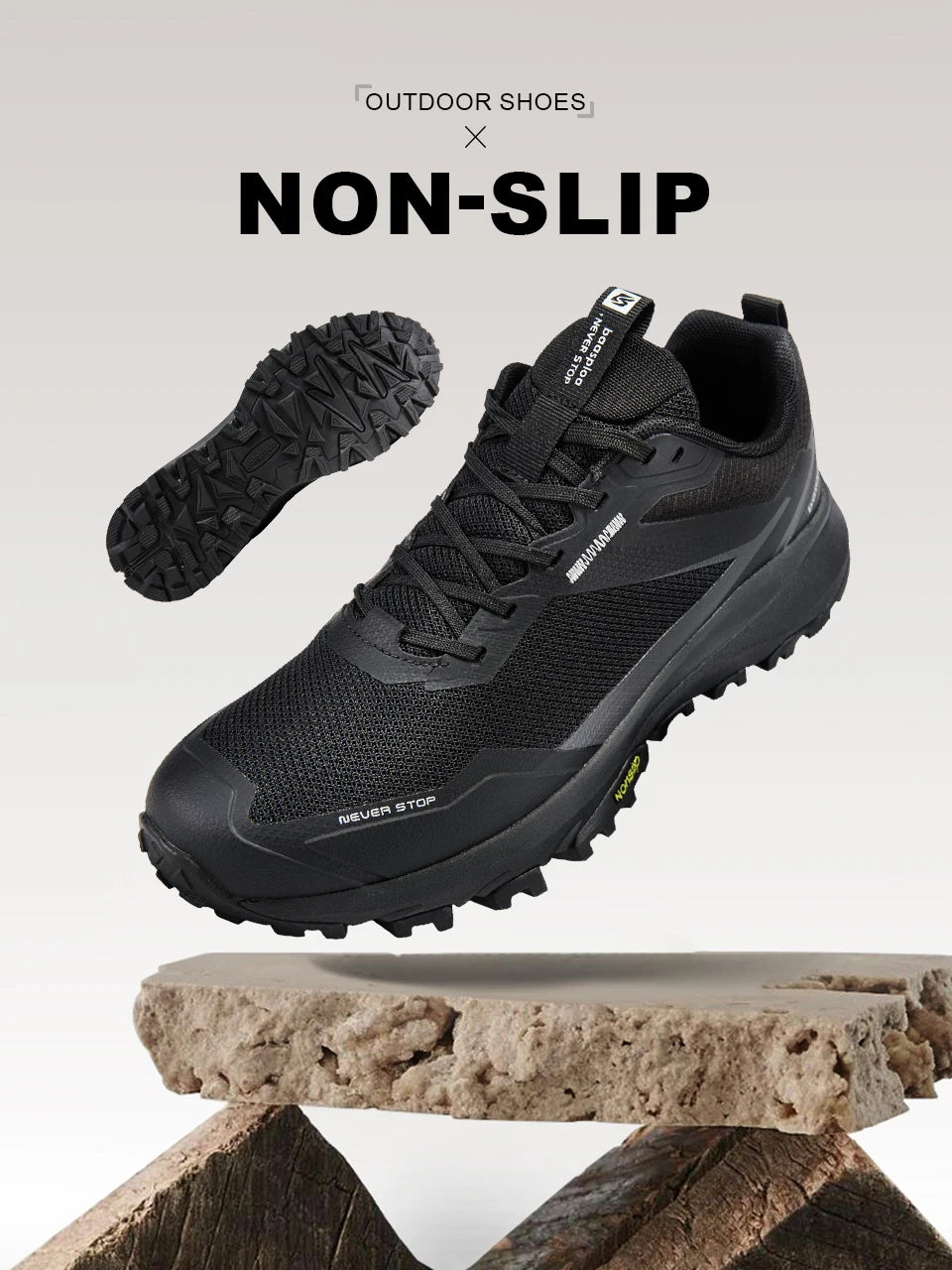 Baasploa Men Hiking Sneakers Outdoor Fashion Lightweight Breathable Shoes Male Casual Anti-Skid Wear-Resistant Climbing Shoes