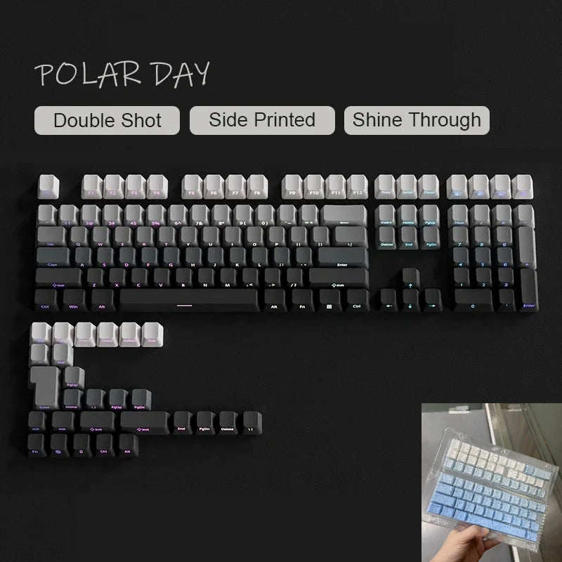 OEM PBT Side Engraved Keycaps for Mechanical Keyboard, 136-Key Red & Black Gradient Keycaps for MX Switch 60/64/84/98/108 Gaming Mechanical Keyboard