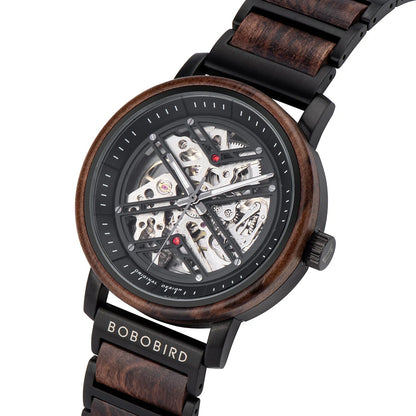 Automatic Mechanical Watch BOBO BIRD New Top Business Men Wooden Wristwatch Unique Custom Engraved Watches Christmas Gift Box