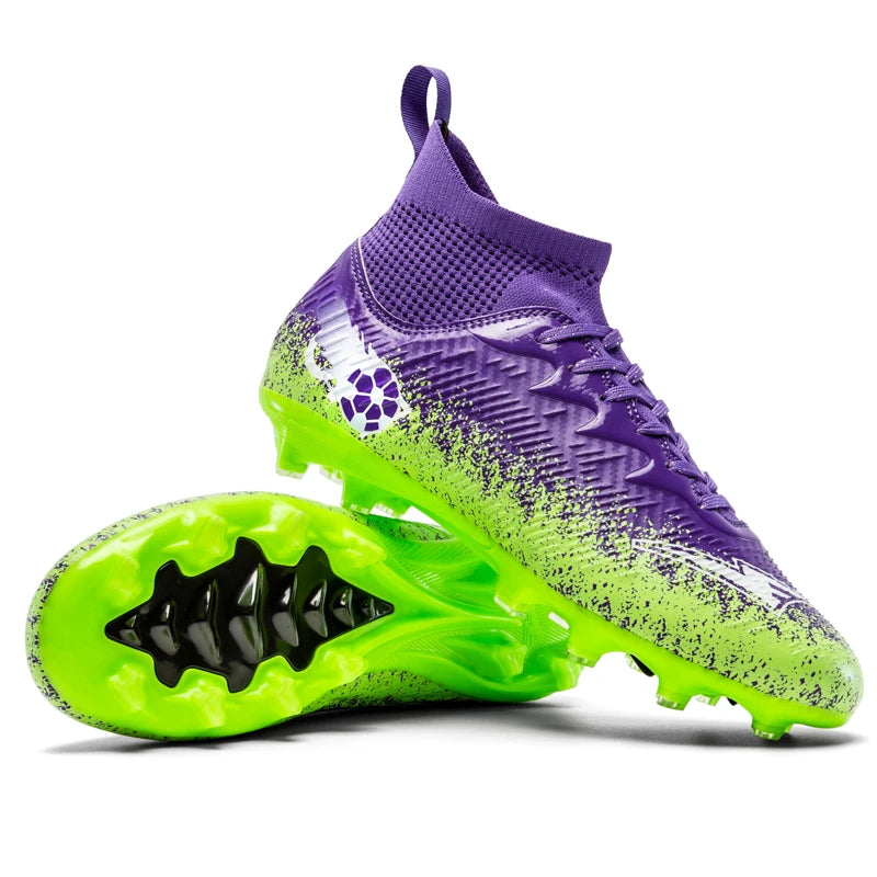 Men Women Football Boots High-top Non-Slip Soccer Sneakers Breathable Futsal Training Shoes Outdoor Grass Ankle Soccer Cleats