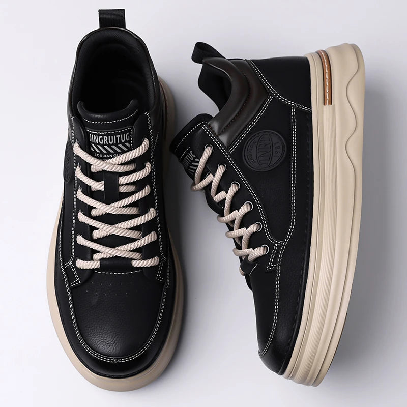 High Quality Mens Casual Leather Thick Bottom Oxford Shoes Fashion Outdoor Flat Top Quality Oxford Shoes Handmade Walking Shoes