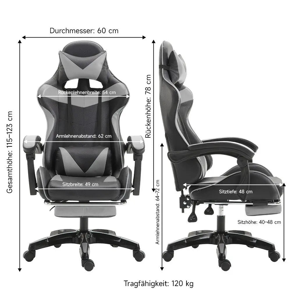 Gaming Chair Ergonomic Cat Ear Gaming Chair with Adjustable Armrests, Reclining Office Chair, Height Adjustable Computer Chair with Pillows