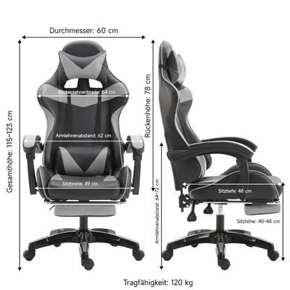 Gaming Chair Ergonomic Cat Ear Gaming Chair with Adjustable Armrests, Reclining Office Chair, Height Adjustable Computer Chair with Pillows