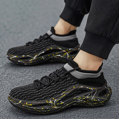 Men Sports Shoes Soft Light Mesh Thick Sole Anti Slip Tennis Shoes Spring New Fashion Lace Up Outdoor Fitness Running Shoes