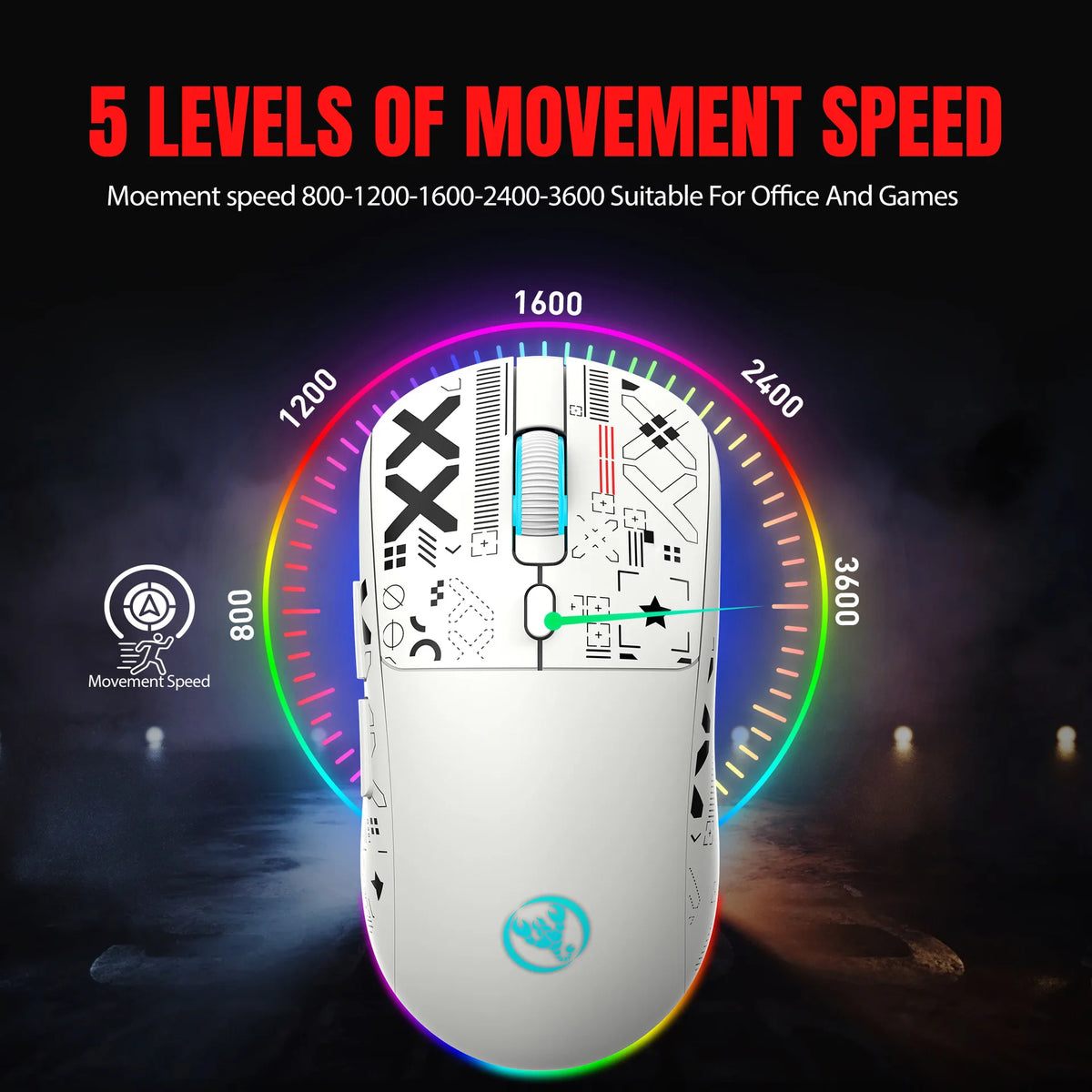 Mouse gaming Bluetooth a 3 modalità, ricaricabile, 2.4G USB wireless, con retroilluminazione RGB, per iPad, tablet, laptop e computer