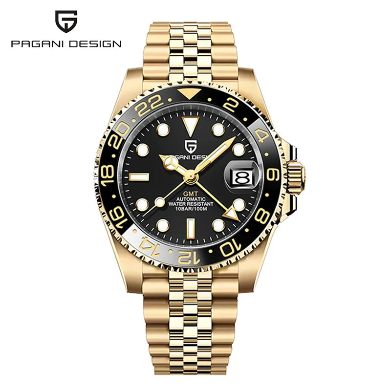 PAGANI DESIGN V3 PD-1662 GMT Watches Men's Luxury Sapphire Automatic Mechanical Watch 40MM Stainless Steel 100M Waterproof Watch