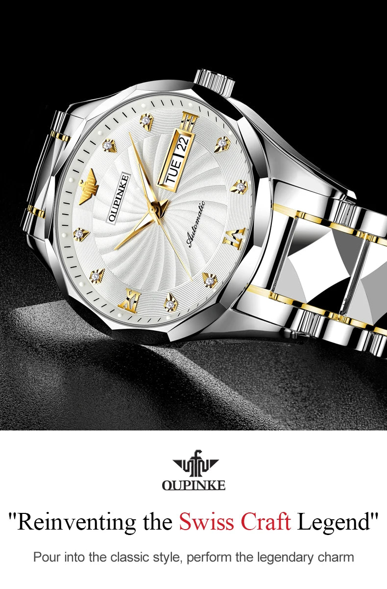 OUPINKE 3169 Japan Movement Men's Watch Classic Luxury Men's Watches Tungsten steel Strap Man Wristwatch