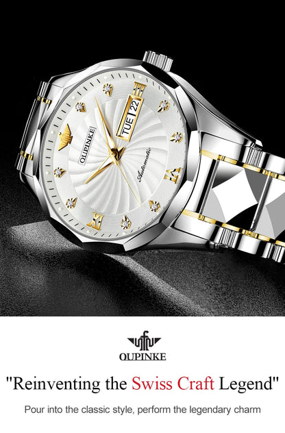 OUPINKE 3169 Japan Movement Men's Watch Classic Luxury Men's Watches Tungsten steel Strap Man Wristwatch