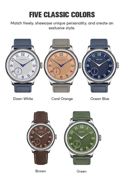 FARASUTE NEW Machinery Men Watch Salmon Dial St17 Manual Mechanical Watch Small Second Vintage Bonklip Bracelet