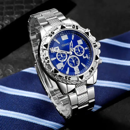 Men’s Luxury Stainless Steel Quartz Watch  Large Dial Business & Casual Wristwatch