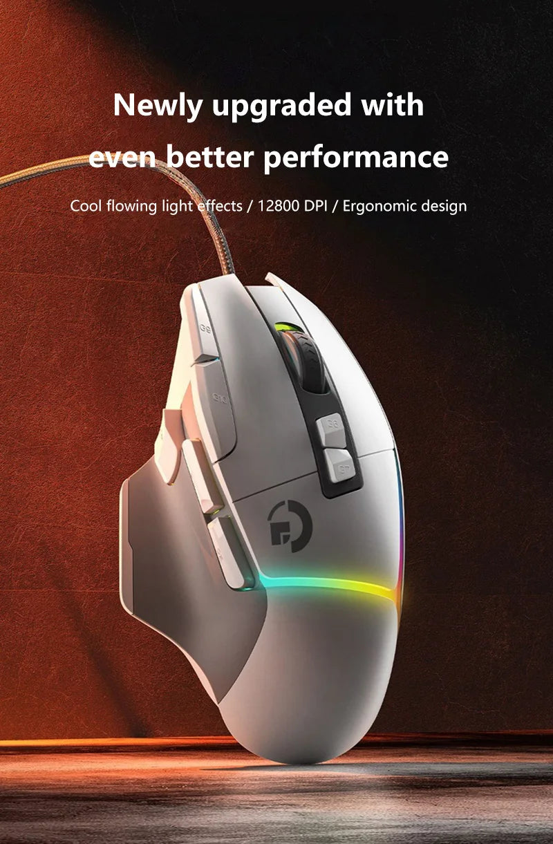 Wireless Gaming Mouse Bluetooth Rechargeable RGB Gaming Mouse with Optical Sensor, Programmable Wireless Gaming Mouse for Windows, Wired & Tri-Mode