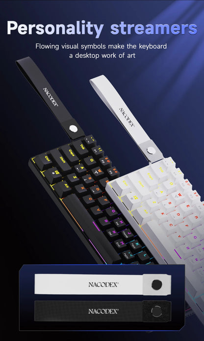 AJAZZ NK61 Wired 61-Key Gaming Mechanical Keyboard 60% RGB Lighting Hot-Swappable Red Switches 61 Keys Suitable for Gamers