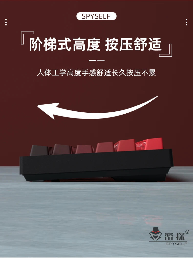 OEM PBT Side Engraved Keycaps for Mechanical Keyboard, 136-Key Red & Black Gradient Keycaps for MX Switch 60/64/84/98/108 Gaming Mechanical Keyboard