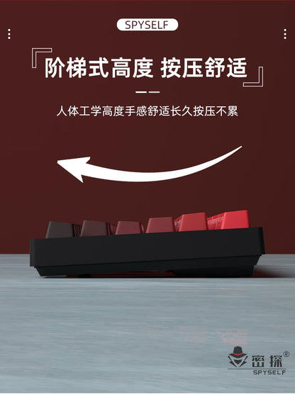 OEM PBT Side Engraved Keycaps for Mechanical Keyboard, 136-Key Red & Black Gradient Keycaps for MX Switch 60/64/84/98/108 Gaming Mechanical Keyboard