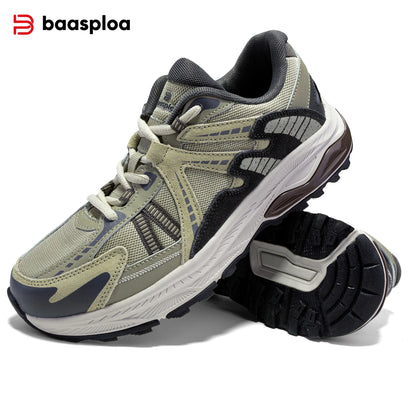 Baasploa New Men Running Shoes Outdoor Casual Lightweight Breathable Sneakers Male Cushioning Non-Slip Vintage Sports Shoes