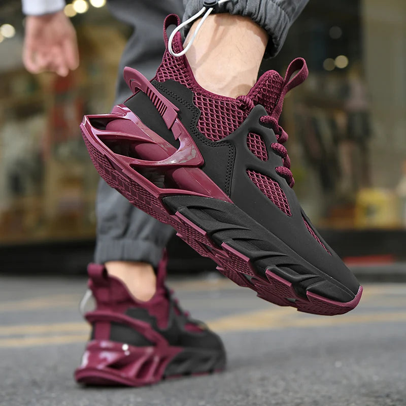 Mens Sports Shoes New Mesh Breathable Outdoor High Elasticity Running Shoes Fashionable Summer Comfortable Sports Tennis Shoes