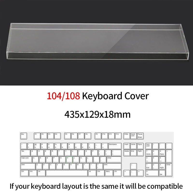 Acrylic Keyboard Clear Protector Case for Mechanical Keyboard, Transparent Keyboard Dust Cover for 60/61/64/96/98/104/108 Key Keyboards & Mouse
