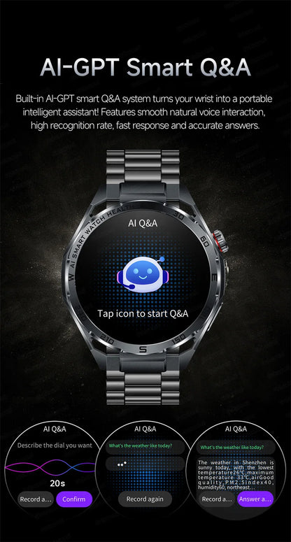 Smart Watch Men High-end Health Blood pressureblood oxygen lipids Uric acid Sapphire Smart watches Ai GPT Custom dial ECG 2026