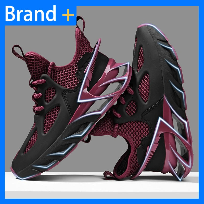 Mens Sports Shoes New Mesh Breathable Outdoor High Elasticity Running Shoes Fashionable Summer Comfortable Sports Tennis Shoes
