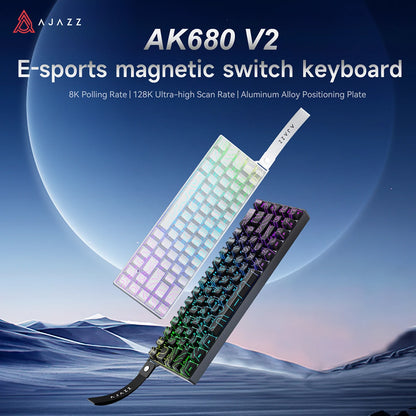 AJAZZ AK680 V2 E-sports magnetic switch keyboard 8K Polling Rate 128K Uitra-high Scan Rate  Aluminum Alloy Positioning Plate