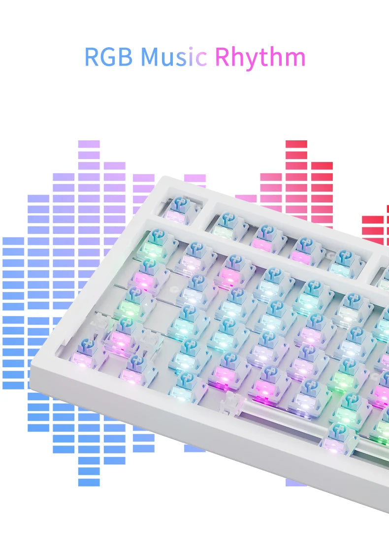 Ajazz AK820/AK820Pro mechanische Gaming-Tastatur Bluetooth 5.1/Wireless/USB-C-kabelgebunden, individuell anpassbare Tastatur mit Drehknopf, Hot-Swapping und Gasket-Mount