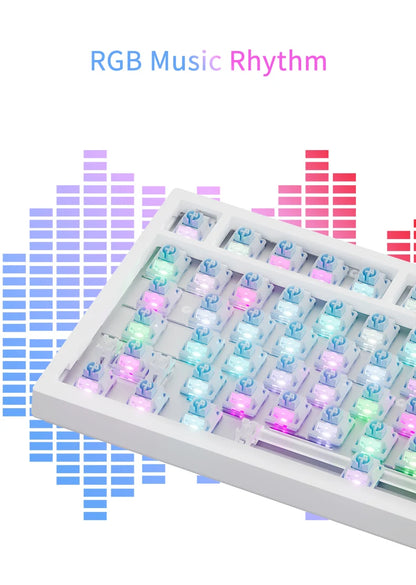 Ajazz AK820/AK820Pro mechanische Gaming-Tastatur Bluetooth 5.1/Wireless/USB-C-kabelgebunden, individuell anpassbare Tastatur mit Drehknopf, Hot-Swapping und Gasket-Mount