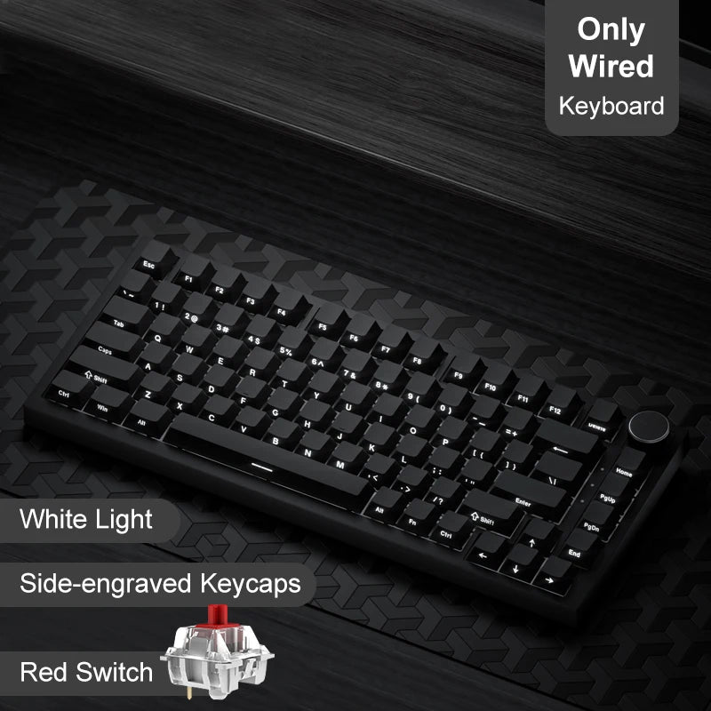 Ajazz AK820/AK820Pro mechanische Gaming-Tastatur Bluetooth 5.1/Wireless/USB-C-kabelgebunden, individuell anpassbare Tastatur mit Drehknopf, Hot-Swapping und Gasket-Mount