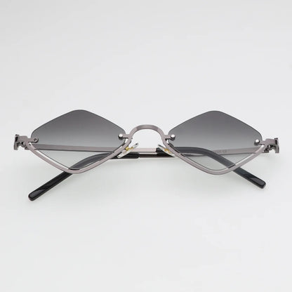 Fashion Small Polygonal Sunglasses Women Luxury Brand Metal Half Frame Sun Glasses Ladies Hipster sexy Cat Eye Shades Vintage