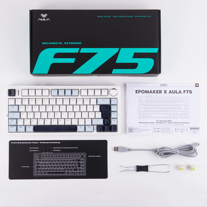 ISO-DE Layout EPOMAKER X AULA F75 75% German QWERTZ Hot-Swap Gasket Wired/Bluetooth/2.4G Wireless Mechanical Keyboard Knob/RGB