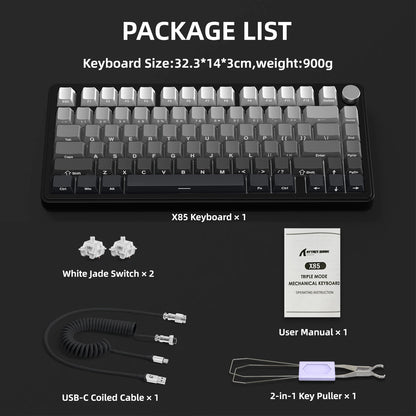 ATTACK SHARK X85 Tri-Mode Gasket Mechanical Keyboard 75% Wireless Hot Swappable RGB Gaming Keyboard with CNC Knob, 5-Layer Sound Dampening & NKRO