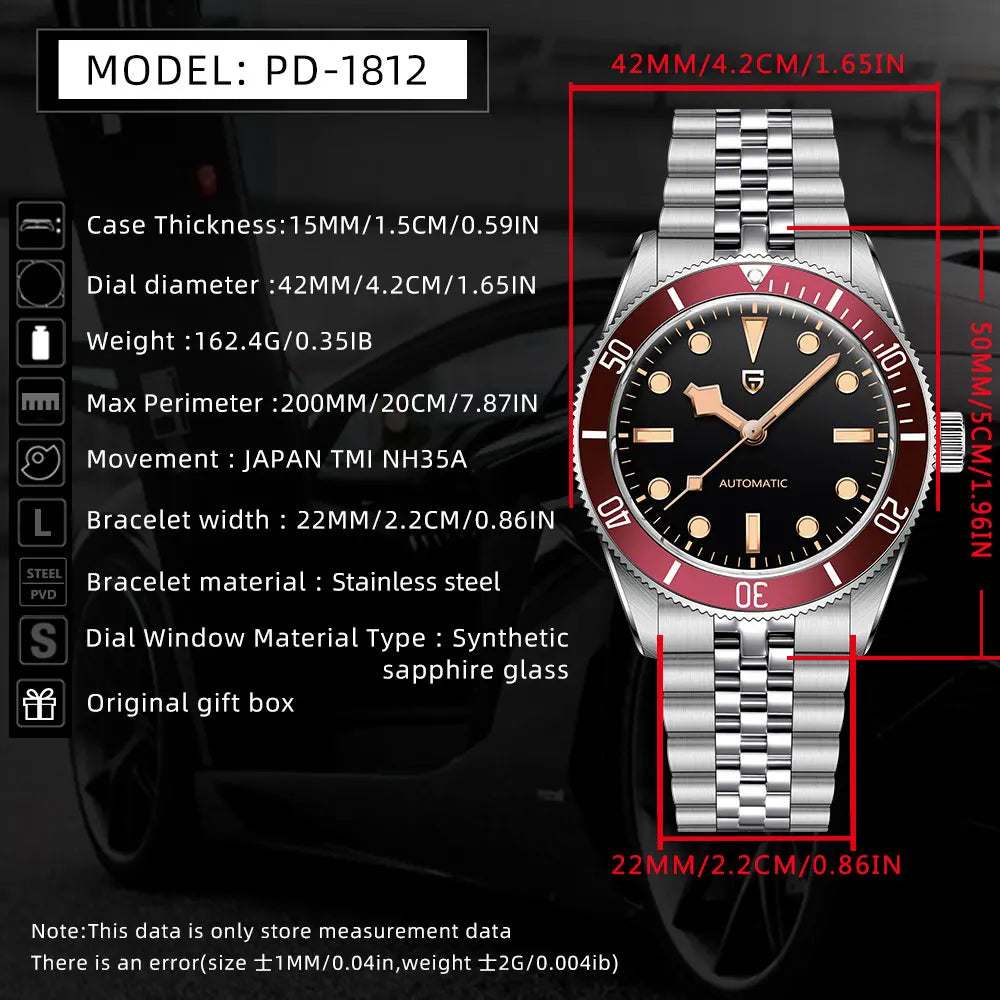 2026 New PAGANI DESIGN Men's Watches Top Luxury NH35 Mechanical Automatic Watch For Men AR Sapphire Mirror Luminous Men Gift