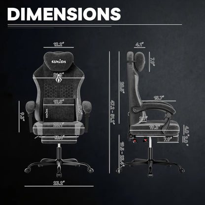 SUKIDA Ergonomic Gaming Chair Breathable Fabric Office Chair with Lumbar Support, Adjustable Height PC Gaming Chair, Comfortable Executive Desk Chair