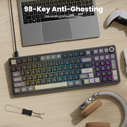 RK ROYAL KLUDGE R98Pro Gasket Wired Mechanical Keyboard 98 Keys RGB Hot-swappable Pluggable Button Gamer Keyboard PBT Keycaps
