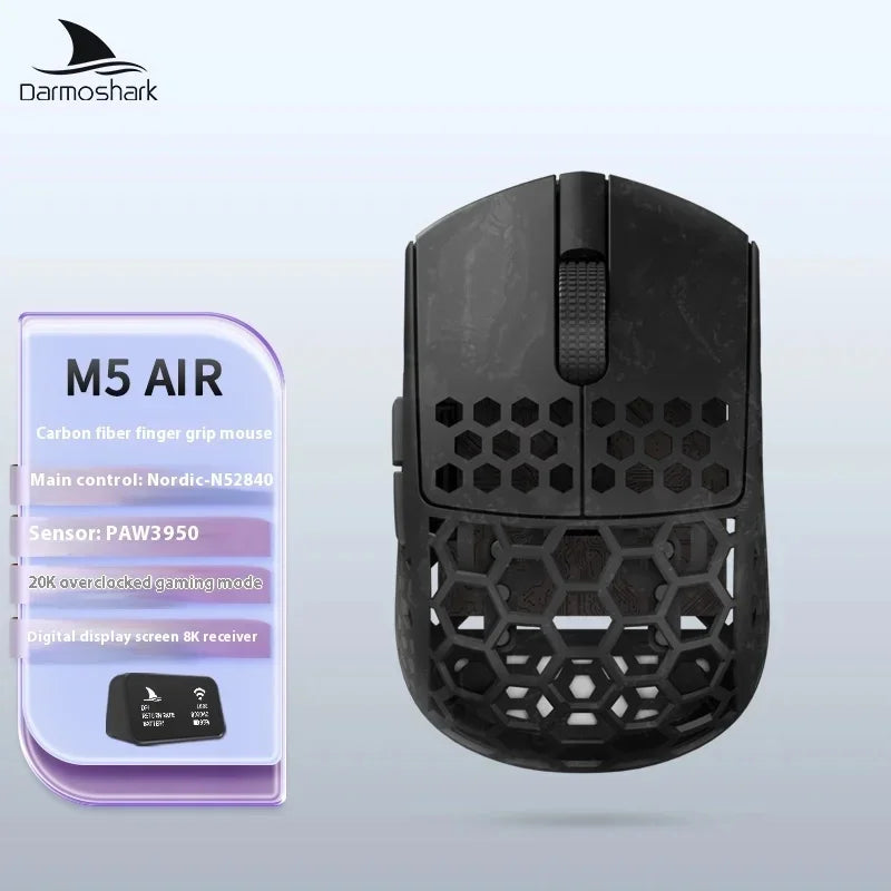 Darmoshark M5 Air Forged Carbon Fiber Gaming Mouse, Wireless 8K Gaming Mouse, 30K DPI Ultra-Lightweight Gaming Mouse for Finger Grip & Small Hands
