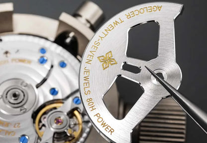 AGELOCER Original Budapest Watch Steel Strap Men's Business Dress Big Calendar Automatic Mechanical Watch Birthday Gift for Men