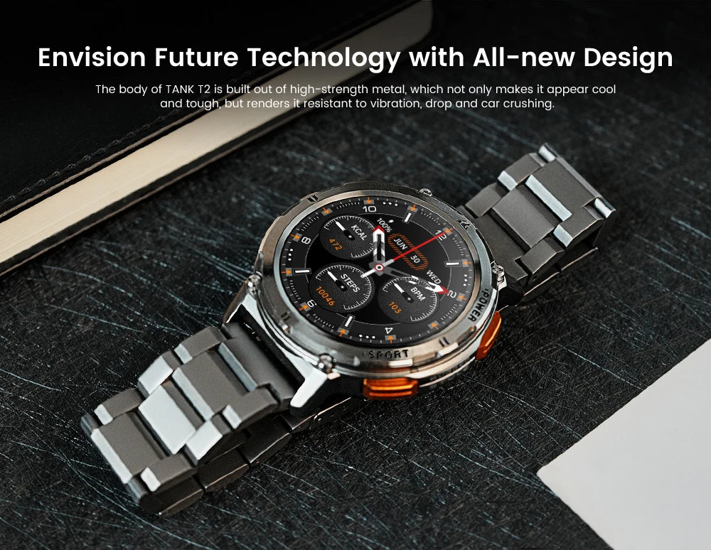 2025 Original KOSPET TANK T2 Smart Watches for Men Watches AMOLED AOD Smartwatch Bluetooth Call Electronic Men's Smart Watch
