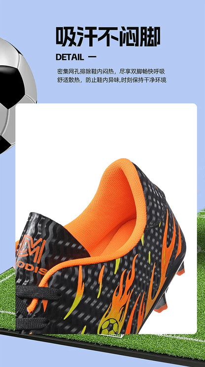 Kids Professional Football Boots Men Soccer Shoes Low-top Ankle Support Sports Youth Match Training Football Non-slip Durable