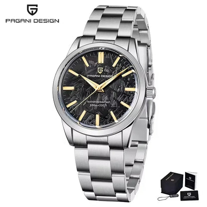PAGANI DESIGN 40MM Orologio al quarzo da uomo con quadrante in meteorite, lusso business, zaffiro, acciaio inossidabile 316L, impermeabile 100M