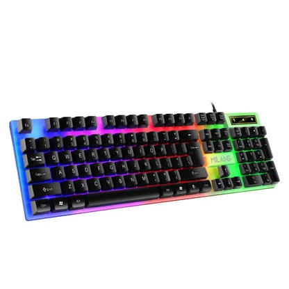 KEBIDUMEI USB Wired Keyboard RGB Backlit Gaming Keyboard 104 Keys Standard Keyboard Membrane Keyboard For PC Laptop Windows IOS