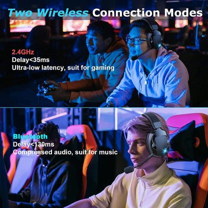 Auriculares gaming inalámbricos Acinaci 2.4GHz para PS5 PS4 PC Switch – Auriculares gaming Bluetooth con micrófono, graves profundos y almohadillas de espuma viscoelástica