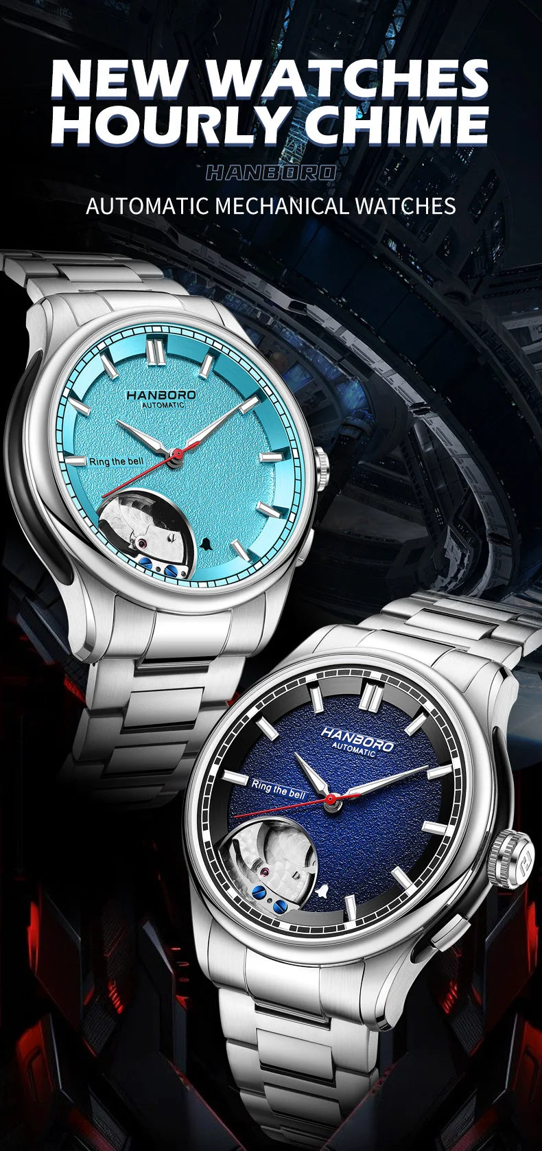 HANBORO Chime Series Modified Movement Men's Personalized Automatic Mechanical Watch