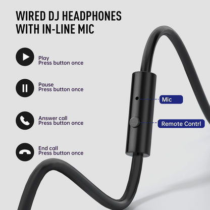 OneOdio EKSA P100 Professional Studio Headphones Wired HiFi Over Ear DJ Monitor Headphones with 50mm Driver, Mic, 3.5mm/6.35mm Audio Cable