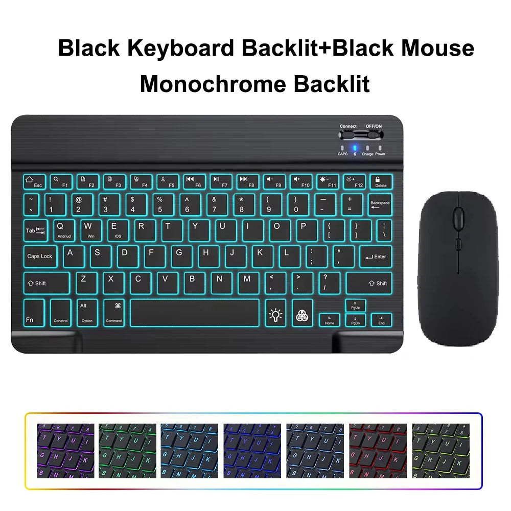 10inch Backlight Bluetooth Keyboard Mouse For IOS Android Windows,Backlit Keyboard For iPad,Wireless Teclado For Samsung Tablet