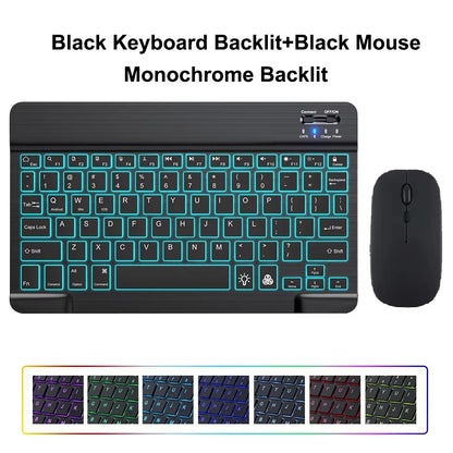 10inch Backlight Bluetooth Keyboard Mouse For IOS Android Windows,Backlit Keyboard For iPad,Wireless Teclado For Samsung Tablet