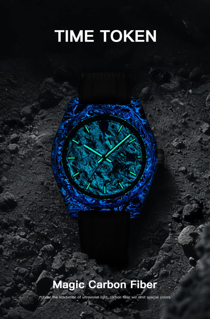 Leuchtende Automatikuhr aus Carbonfaser, 40 mm, Luxus-Taucheruhr, 100 m wasserdicht, Automatikuhr für Herren, Japan Miyota 8215 Uhrwerk