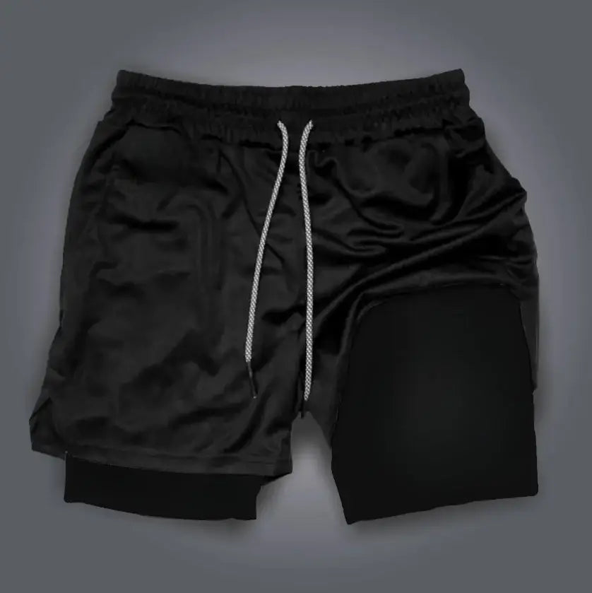 Dragon Ball Men's Double-layer Shorts Son Goku Summer Japanese Anime Fake Two-piece Sports Fitness Quick-drying Shorts, produit gaming premium Fraquane