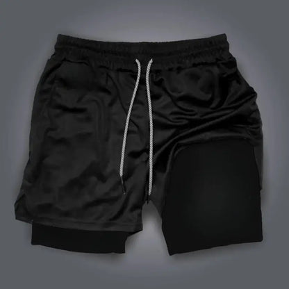 Dragon Ball Men's Double-layer Shorts Son Goku Summer Japanese Anime Fake Two-piece Sports Fitness Quick-drying Shorts, produit gaming premium Fraquane