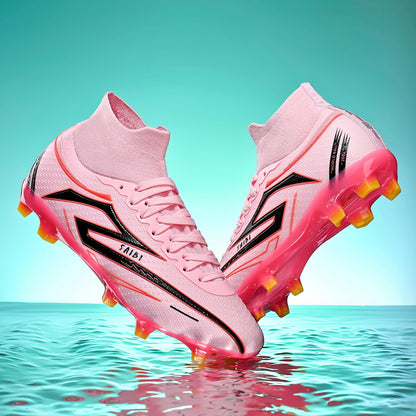 AG/FG Football Boots Unisex Kids Youth PU+Fabric Upper TPU Sole Anti-Slip Durable Outdoor Sports Pitch Training Shoes