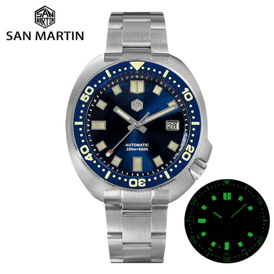 San Martin Turtle Men Diver Watch 44mm NH35 Automatic Mechanical Wristwatch Sapphire Waterproof 200m Luminous Relojes SN0047