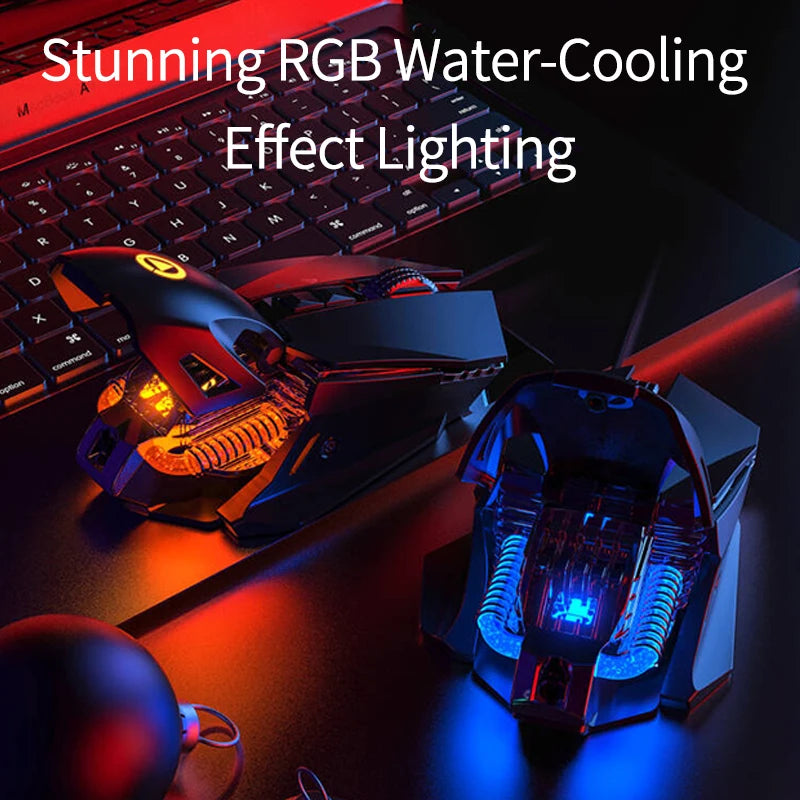 Przewodowa mysz gamingowa e-sportowa z podświetleniem RGB, regulowana czułość 200-7200 DPI, USB, do PC, laptopa i gier FPS